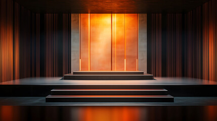 Modern Stage With Warm Lighting and Minimalist Design for Presentations