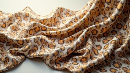 Elegant Draped Fabric with Animal Print Design, Showing Soft Texture and Luxurious Feel