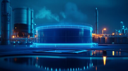 Obraz premium The industrial facility showcases large storage tanks and complex pipelines, a factory representing modern energy production
