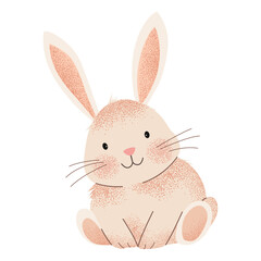 Cute rabbit. Hand drawn spring easter bunny in watercolor style.