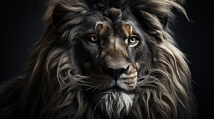 Wild Animal Lion Portrait Black and White 