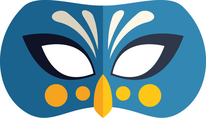 Blue carnival mask with feathers and yellow dots is making you anonymous and ready to party