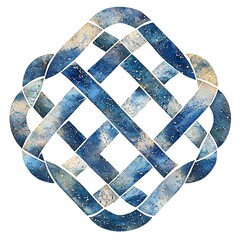 Abstract Blue and White Celtic Knot Design Element.