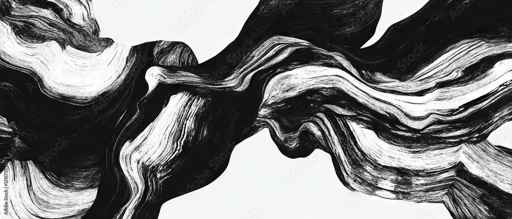 Poster Dynamic black ink patterns create captivating abstract textures on a white background