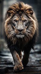 Obraz premium Wild Animal Lion Portrait Black and White 