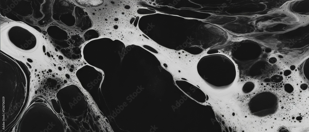 Aufkleber black ink texture created with a sponge on a porous white background
