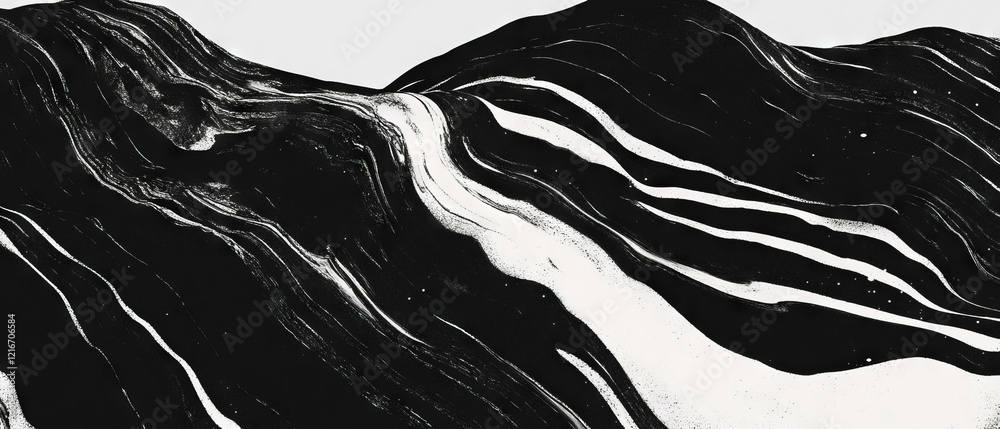 Poster exploration of black ink gradients on a radiant white background showcasing smooth transitions