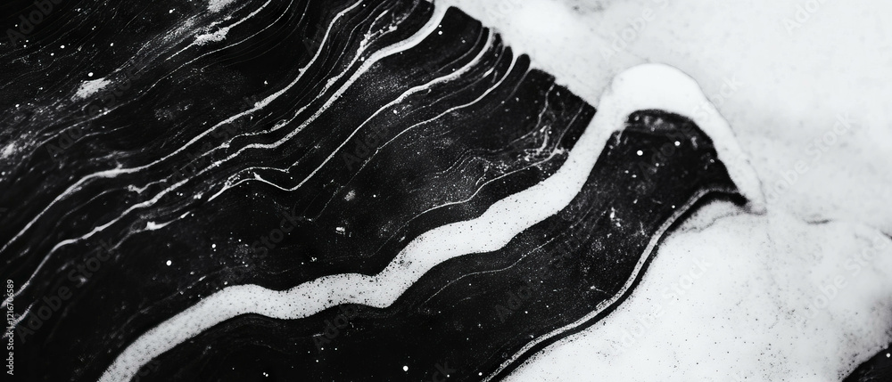 Poster black ink gradients flow smoothly on a radiant white background enhancing visual contrast