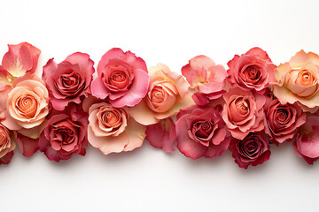 Fototapeta premium rose border, isolated on white background
