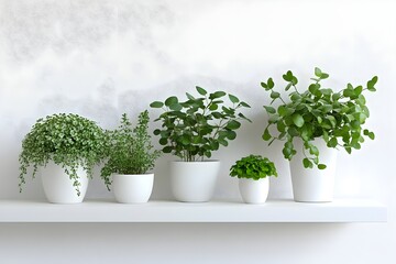 Fototapeta premium indoor plants on a white shelf