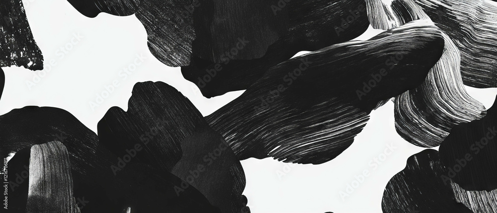 Aufkleber black ink patterns create organic forms on a blank white canvas for artistic expression