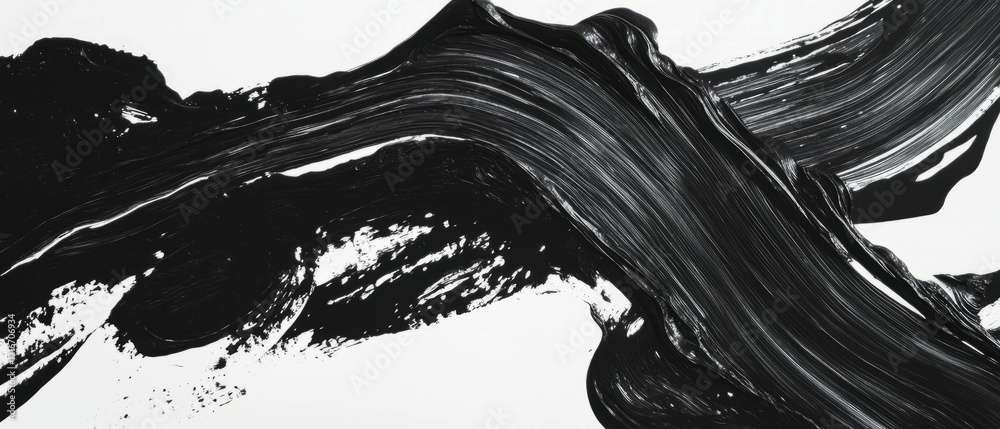 Aufkleber dynamic composition of bold black ink strokes on stark white background
