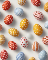 Fototapeta premium Retro Pop Easter Vibrant Polka Dot Eggs in 60s Vintage Style for Spring Events and Marketing Visuals - Engaging Designs with Playful Patterns and Bold Colors