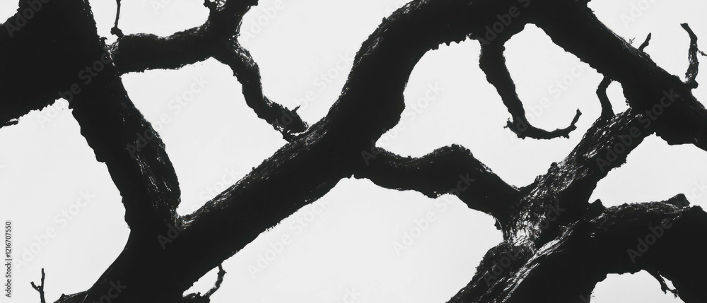 Aufkleber Negative space explores black ink patterns on a white background with defined silhouettes
