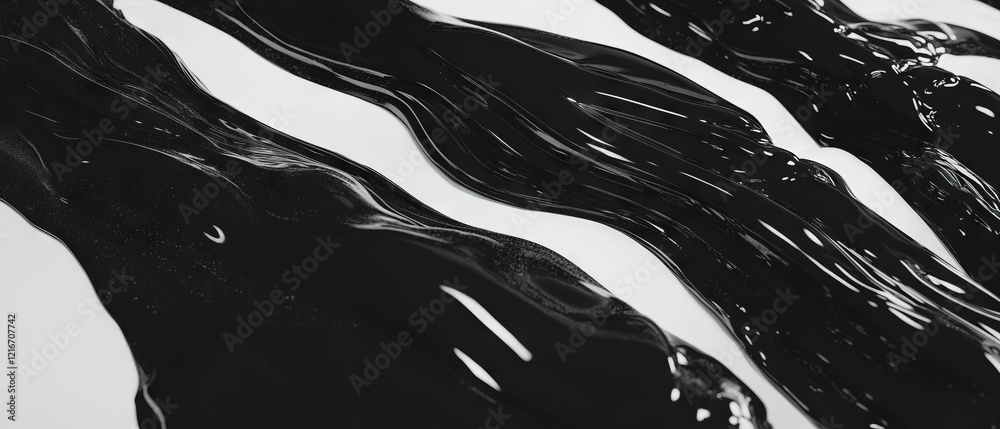 Aufkleber Smooth black ink applications on glossy white background with seamless transitions