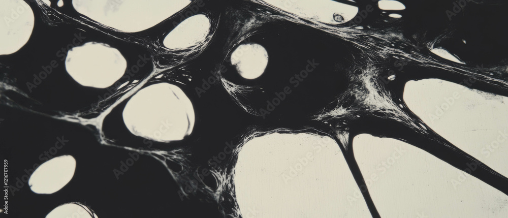 Poster Intricate veined black ink patterns create a striking visual contrast on a white surface