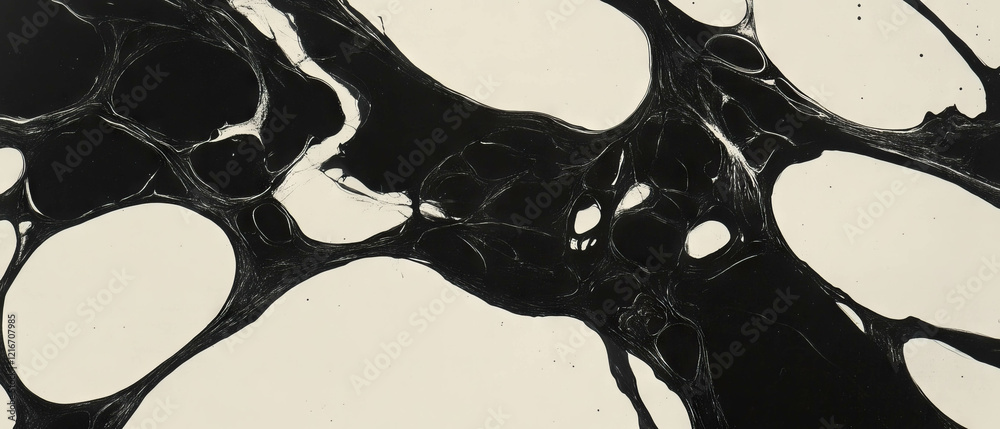 Poster intricate veined black ink patterns on a clear white background create stunning visual contrasts
