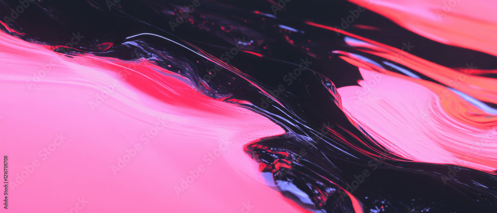 Aufkleber Black ink flows smoothly on a vibrant surface, creating a mesmerizing contrast and depth