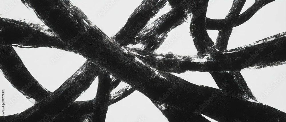Aufkleber black ink cross-hatching creates dynamic texture against a stark white background
