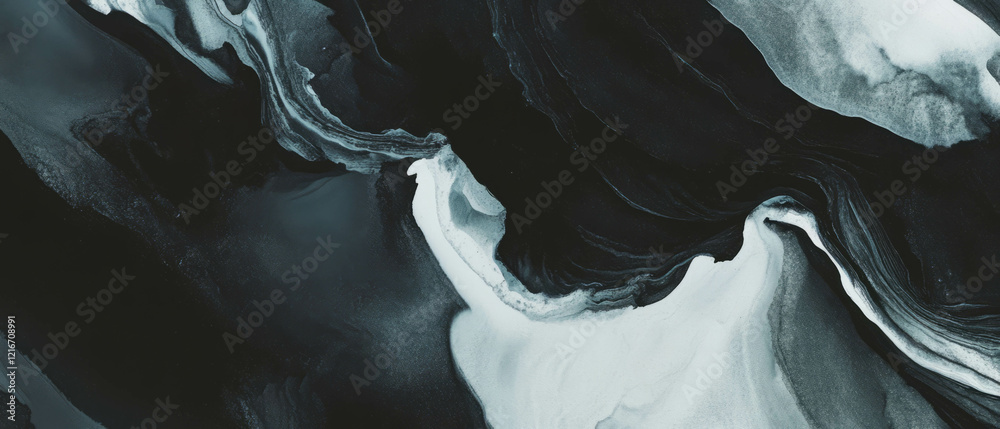 Aufkleber black ink diffusion creates a dynamic texture against a stark white background