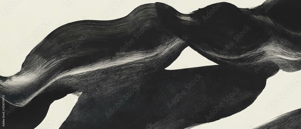 Poster Intricate texture of black ink hatching on contrasting white background showcasing dynamic patterns