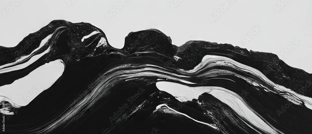 Aufkleber Black ink creating dynamic texture on white paper with varied patterns