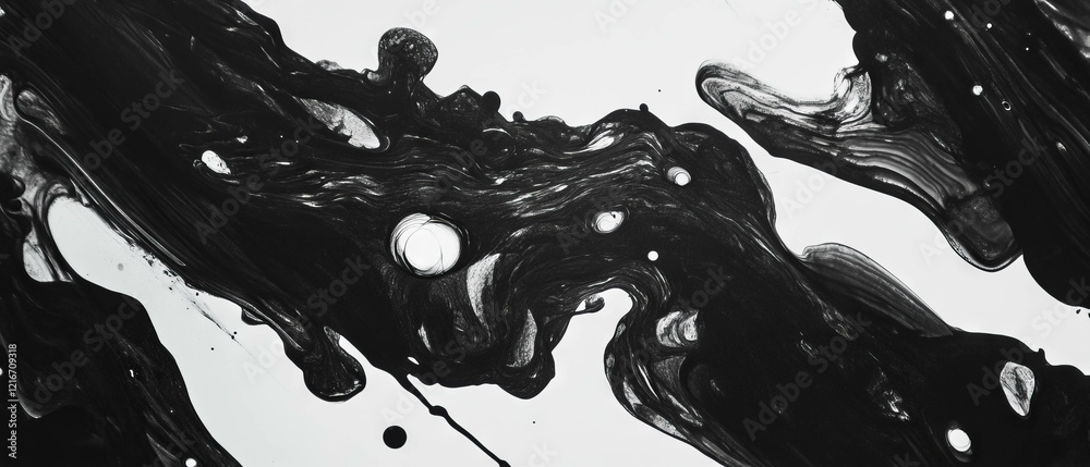 Aufkleber black ink splatters create dynamic textures against a white background