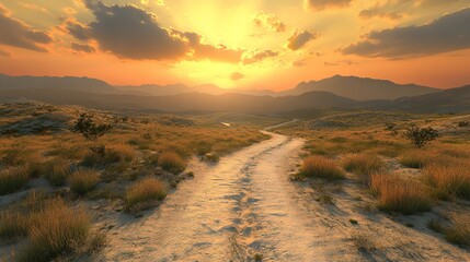 Breath taking landscape road in a dessert valley background