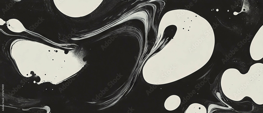 Poster Unique patterns of blotted ink showcasing irregular shapes and varied densities