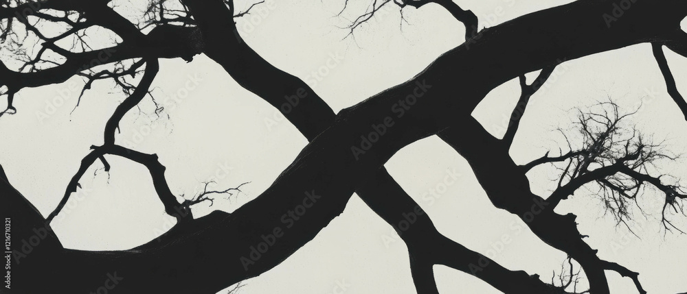 Aufkleber intricate design of branching black ink lines resembling veins on a clear white background