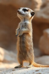 Fototapeta premium Cute meerkat standing upright.
