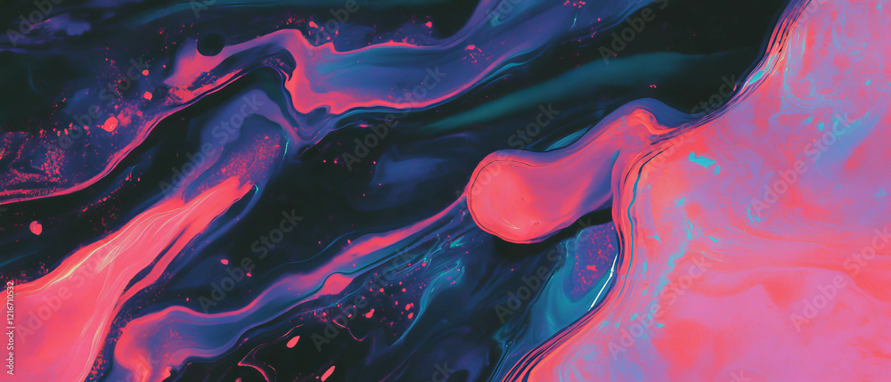 Aufkleber Vibrant brushstroke ink patterns with dynamic textures in varied colors and designs