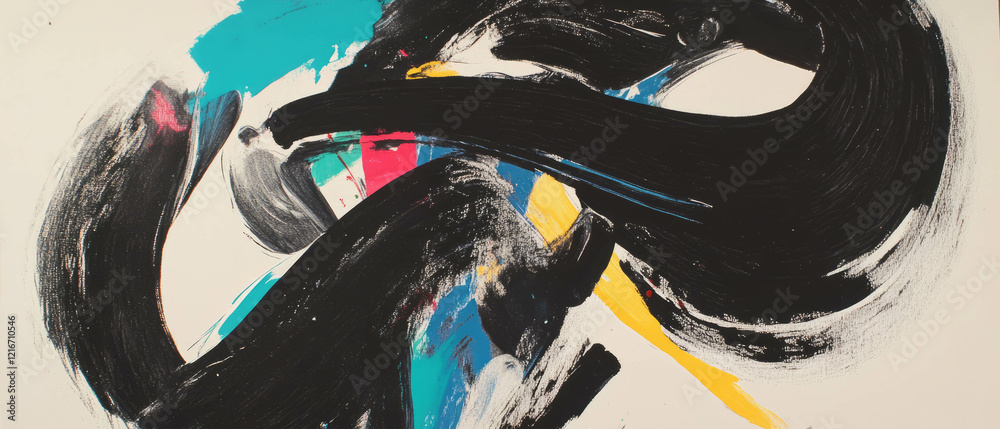 Poster Expressive brushstroke patterns in varied colors create dynamic artistic textures