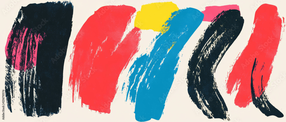Poster Bright and textured brushstroke patterns with vivid colors highlighting artistic expression