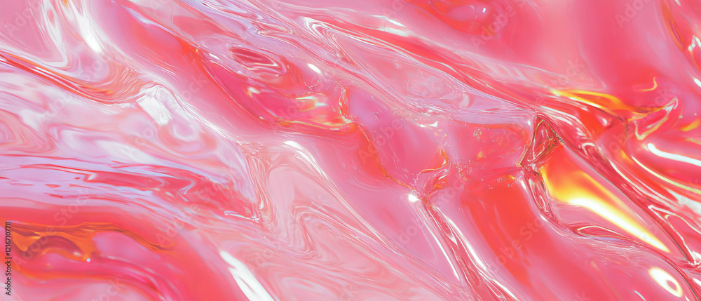 Poster texture of bubblegum wrapper with metallic sheen and crinkled surface captured in vibrant colors