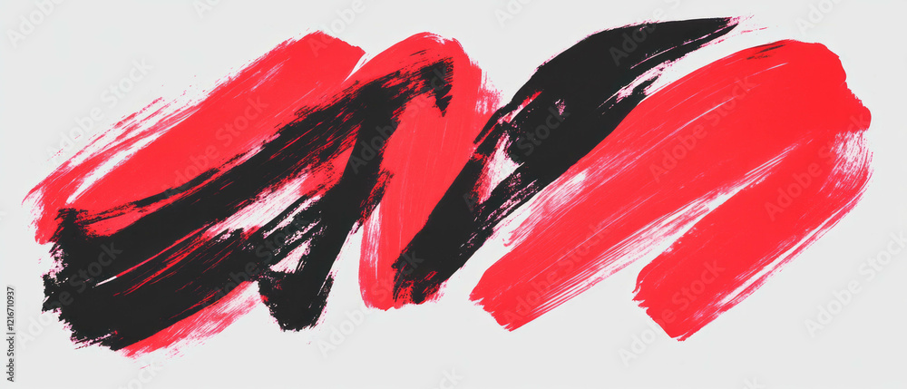 Poster Exploring bold calligraphic ink patterns with vibrant red contrasts