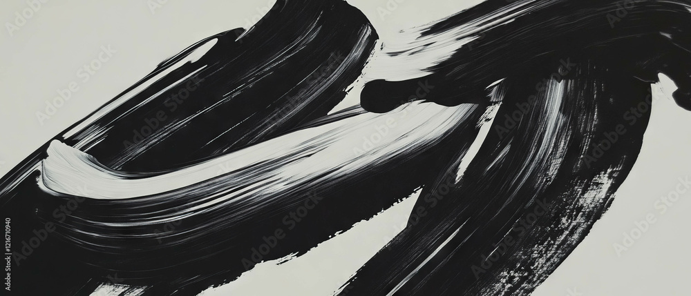 Poster exploring the elegance of calligraphic ink patterns and varying stroke thicknesses