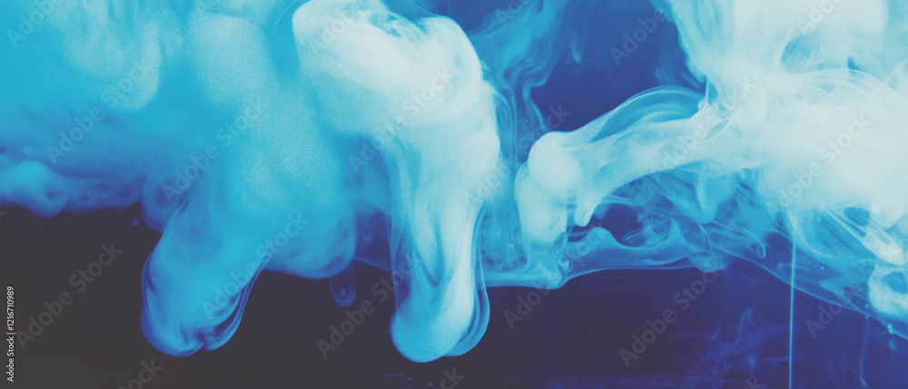 Poster exploring the rich texture and smooth flow of calligraphy ink in vibrant blue tones