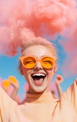Hyperrealistic Vibrant Holi Portraiture Young Woman with Colorful Powder and Festive Energy - Spring Celebration Aesthetic for Creative Event Marketing and Cultural Branding