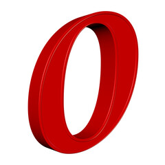 Red digit zero against white background