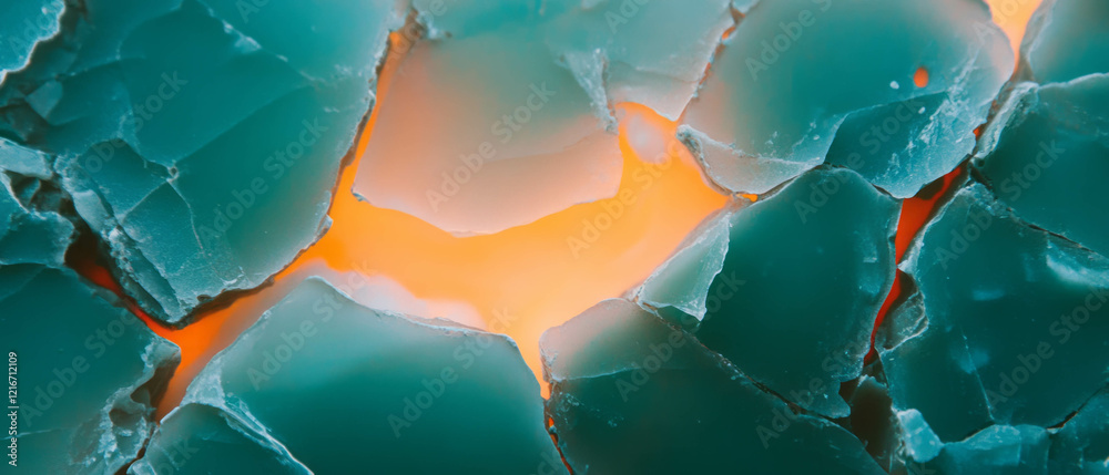 Poster exploring the unique texture of cracked candle wax with smooth colored shapes