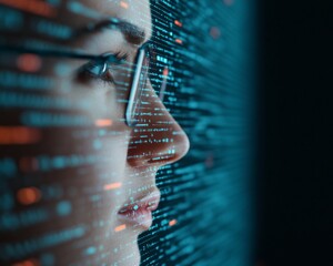 Futuristic Digital Collaboration Interface Diverse Team in Neon-Infused Virtual Workspace - Enhancing Remote Workflows for Tech-Savvy Professionals in Business Innovation