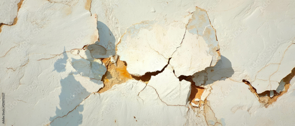 Poster cracked stucco texture showcasing rough beige surface with varied patterns