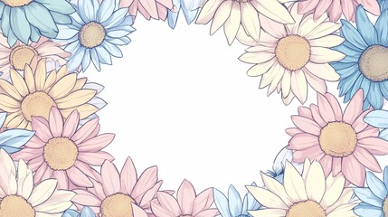Pastel daisy flower frame border.