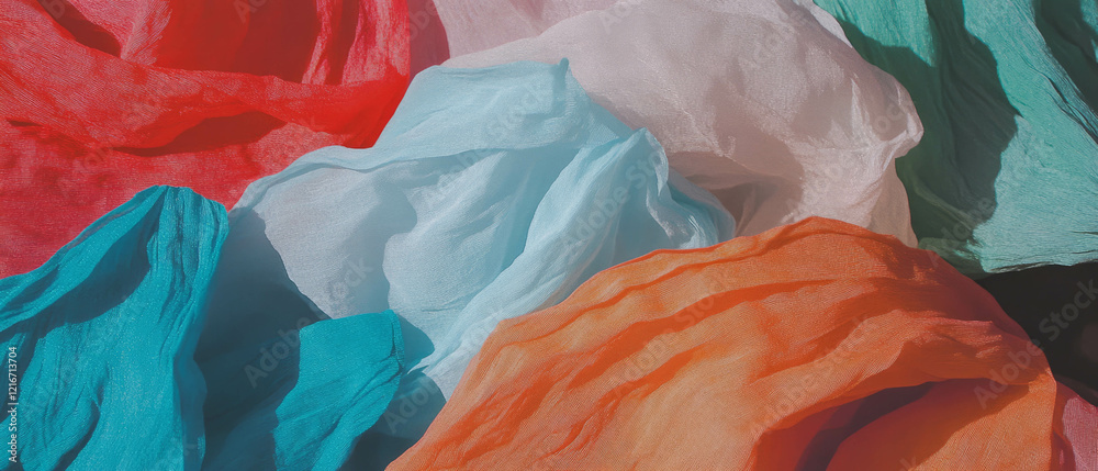 Poster Crepe paper art showcases vibrant colors and unique textures for creative projects
