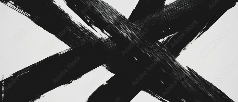 Poster intricate patterns of crisscrossing black ink lines on bright white background