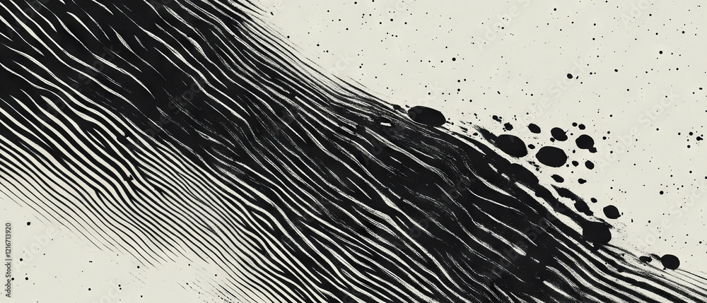 Poster black ink lines create a textured design on a solid white background