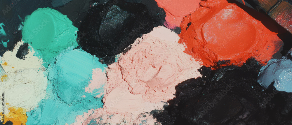 Aufkleber exploring the varied textures of dried ink and matte colors in artistic creation
