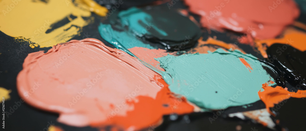 Poster dried ink texture with a matte finish and varied colors showcased on a dark surface