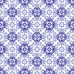 Moroccan Seamless Pattern Arabesque blue, white. Moroccan azulejo pattern, majolica tile,Talavera, Damask, marrakech. Portuguese, dutch azulejo tile pattern floral, Mediterranean ceramic, patchwork